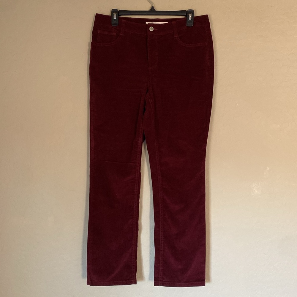 Jones New York Jeans, 12 petite, burgundy Lexington straight jeans